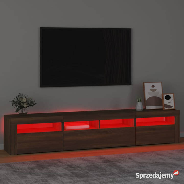 Szafka pod TV z oświetleniem LED brązowy dąb Warszawa