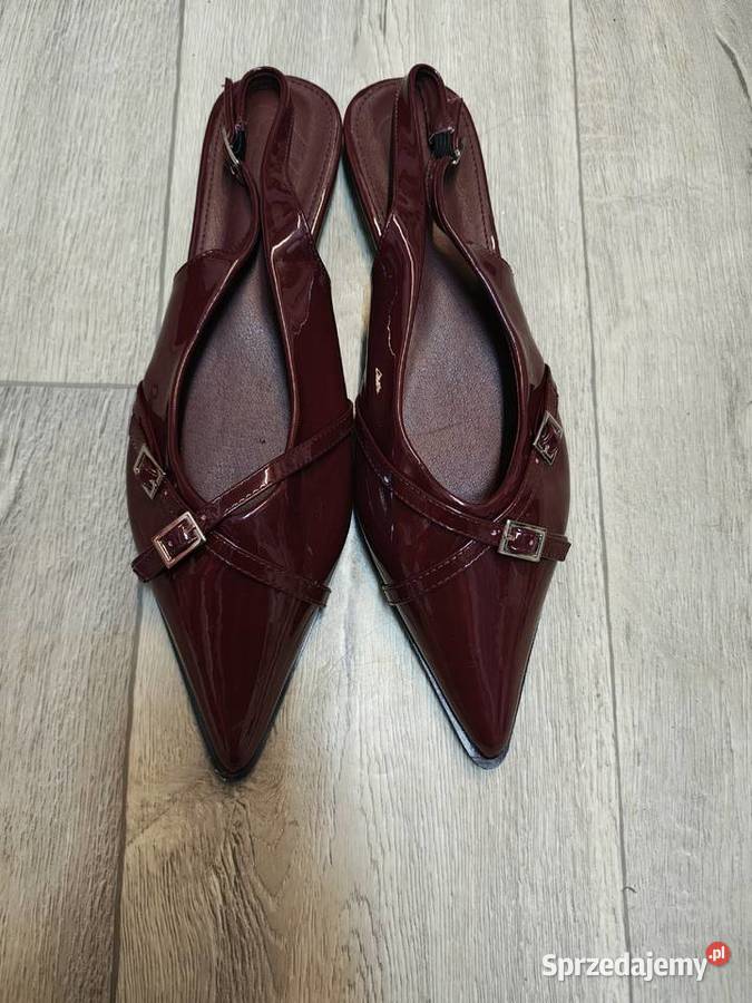 43 Bordowe baleriny wieczorowe z odkrytą piętą inna Kraków sprzedam