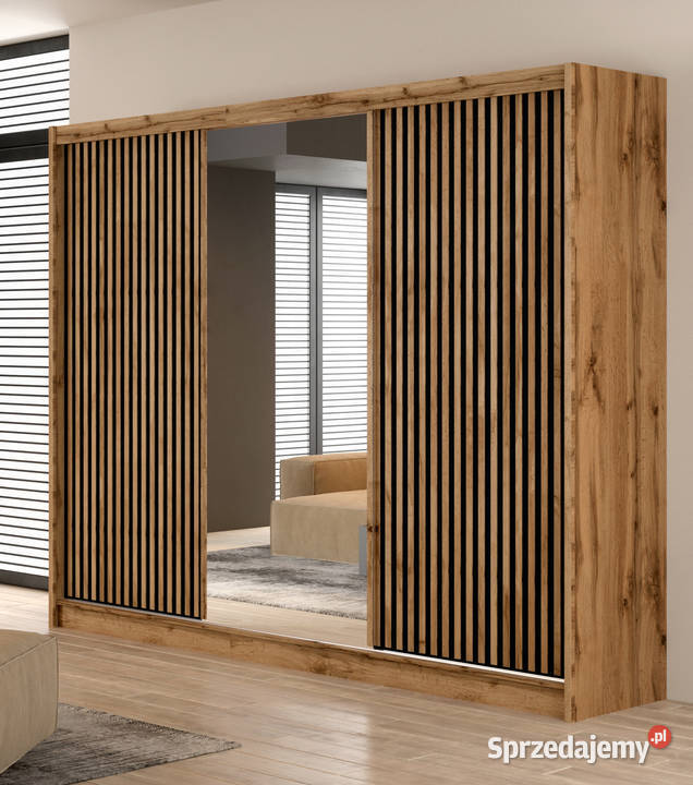 Szafa przesuwna London 250x215x61 lamele lustro Meble Wieruszów