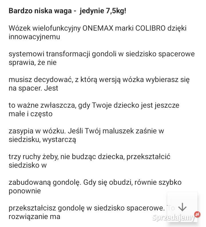 Wózek dzieciecy colibro ONEMAX Łazy sprzedam