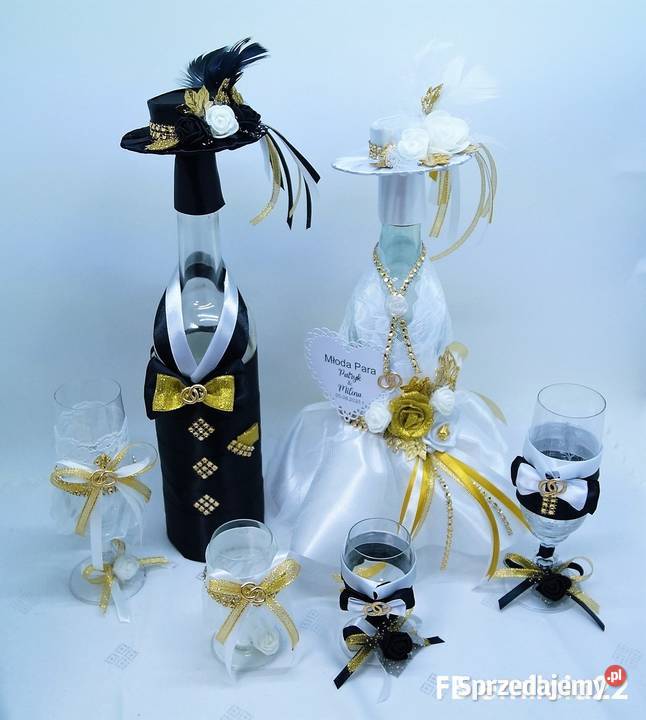 Komplet Ubranka na butelki i Kieliszki ozdobne Pozostałe lubuskie Zielona Góra