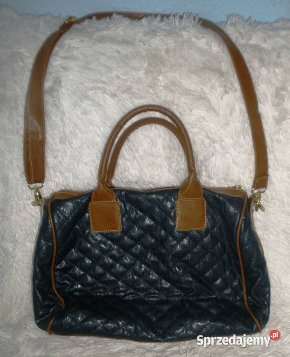 Torba damska skórzana granatowa