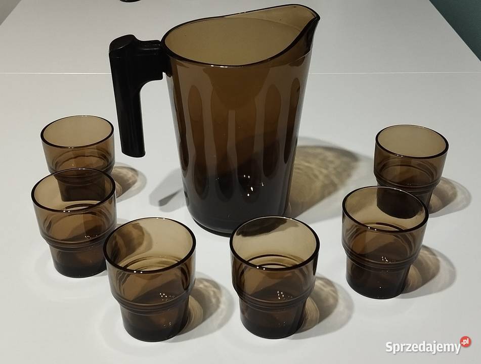 Dzbanek ciemne szkło Vereco małe szklanki Vereco Warszawa