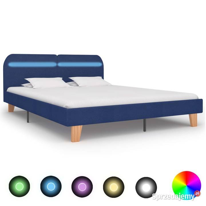 vidaXL Rama łóżka z LED, niebieska, tapicerowana 280905