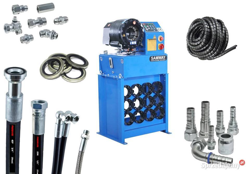 Prasa węże końcówki tulejki zestaw do zakuwania sprzedam