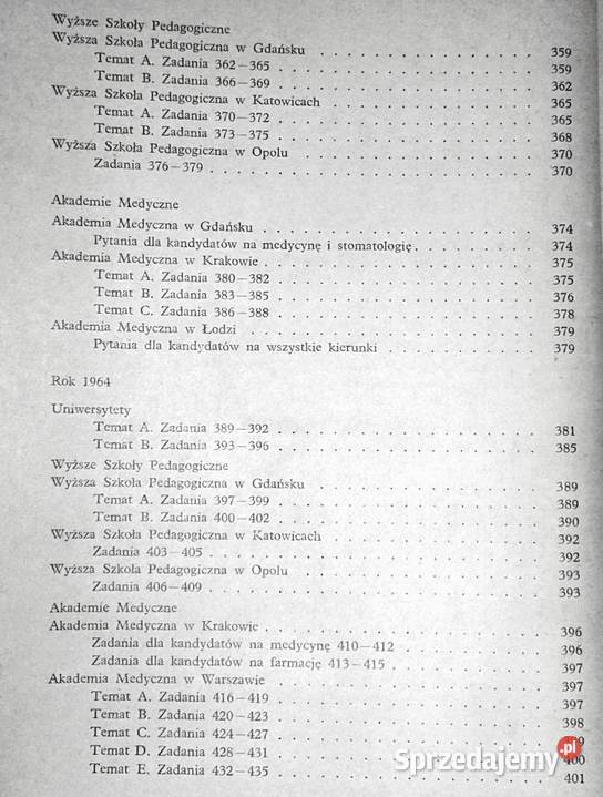 Tematy egzaminów wstępnych z fizyki na wyższe Chełm sprzedam