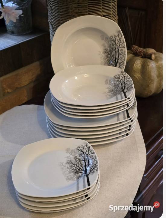 159 Zestaw 18 sztuk talerzy drzewa Zabrze