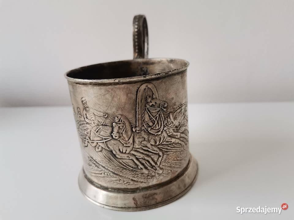 Stary posrebrzany podstakannik Trojka ZSRR 1960