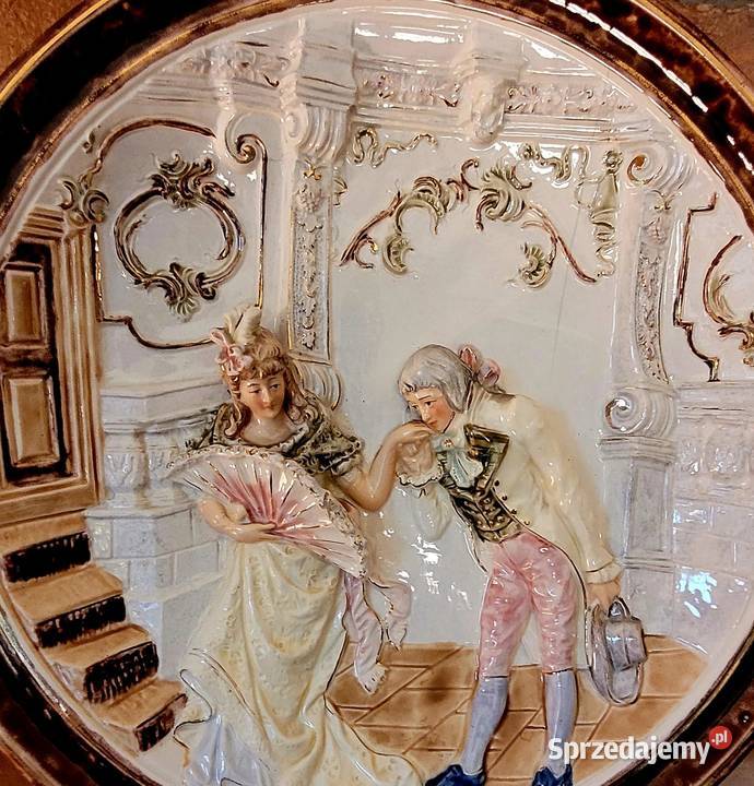 Zabytkowe misy dekoracyjne płaskorzeźby ok 1900 Zbrosławice