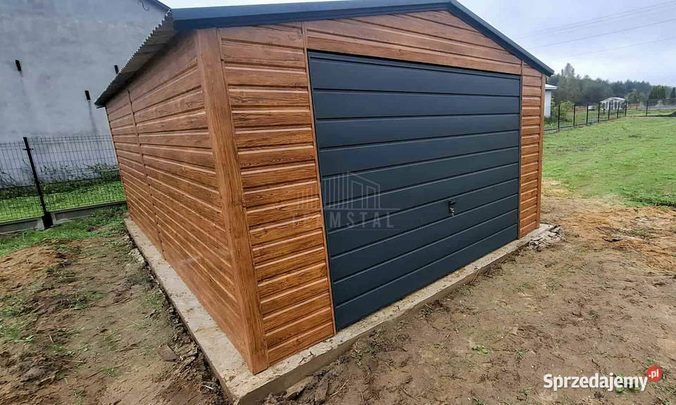 Garaz blaszany 4x6m brama uchylna drzwi okno Sprzedaż