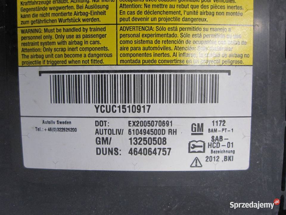 OPEL MERIVA B 12r AIRBAG poduszka fotela prawa świętokrzyskie sprzedam