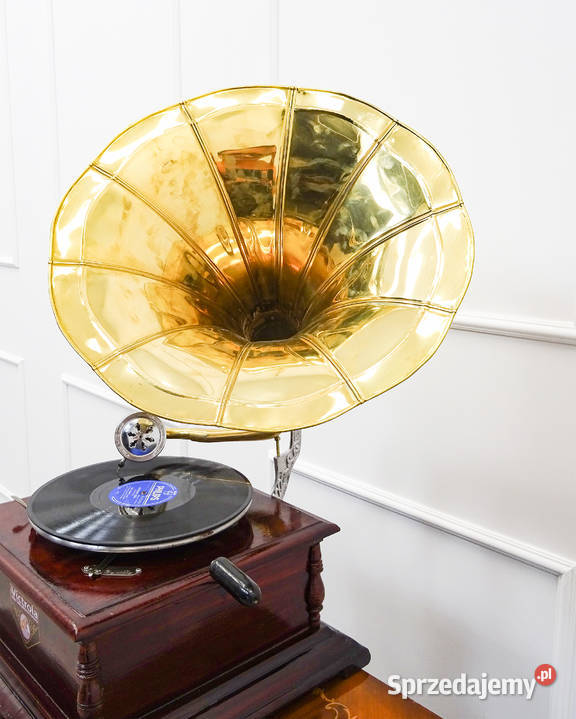 Stylowy PATEFON Victrola drewniana obudowa ZŁOTA wielkopolskie Kalisz