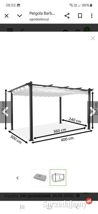 Pergola tarasowa Barbados 3x4 m z zasłonami małopolskie