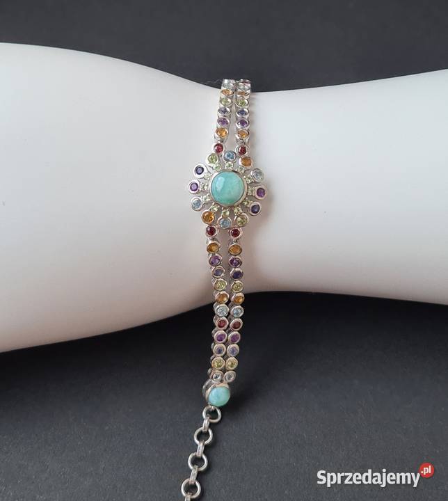 Srebrna bransoletka z kamieniami szlachetnymi Otwock