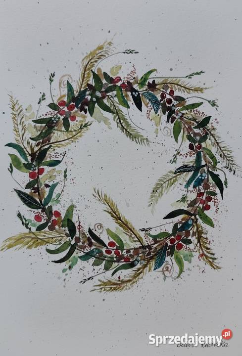 Akwarela Akwarelka Obraz pt Wianek Opaka Duża sprzedam