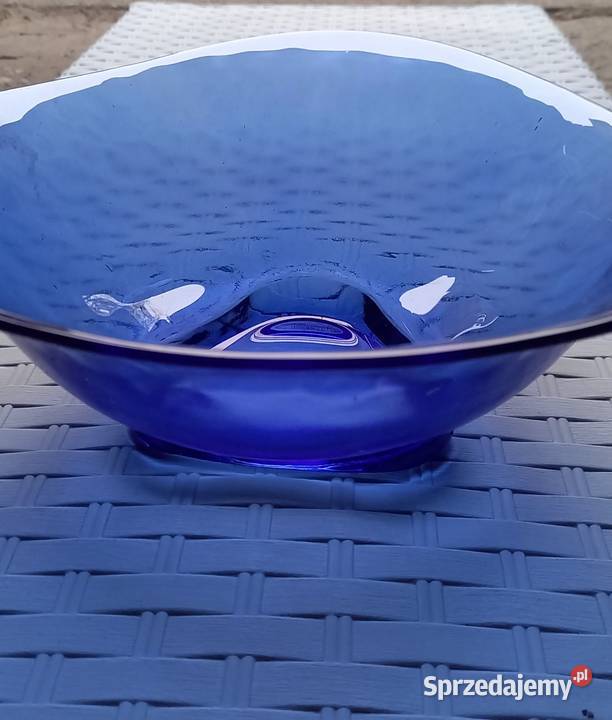 Salaterka szklana misa owalna niebieski mazowieckie Małkinia Górna
