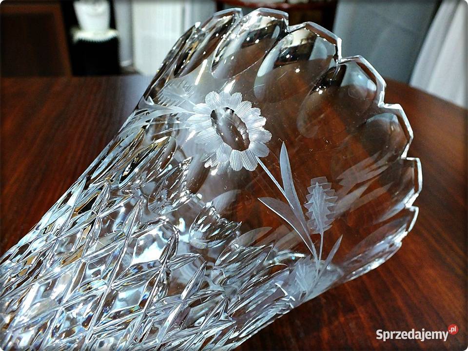 Wazon Kryształowy ręcznie szlifowany lata 60te lubuskie Żary