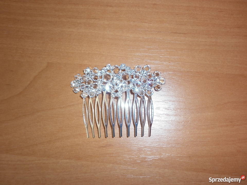 Grzebyk ślubny ozdoba do włosów posrebrzany