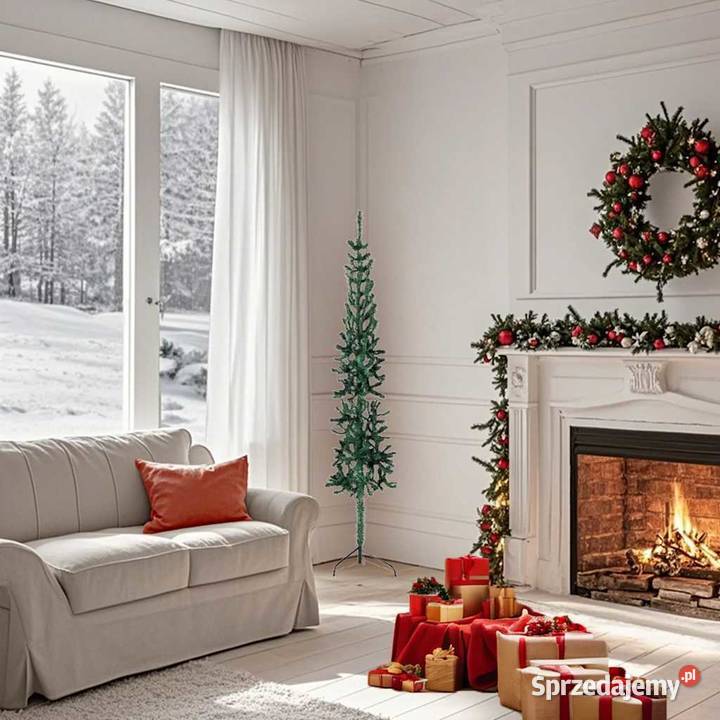 vidaXL Smukła choinka połówka ze stojakiem