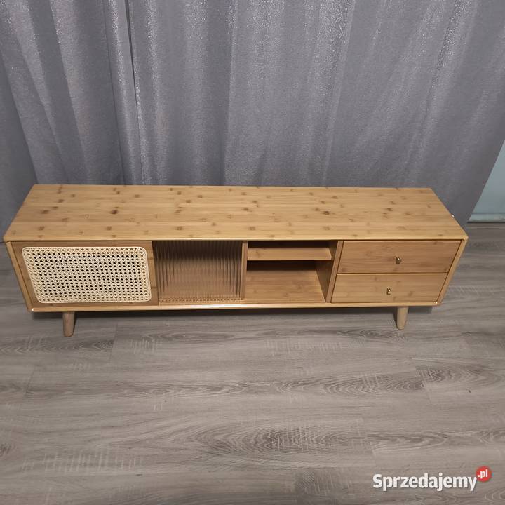 Szafka RTV Costway 140 Bambus Rattan Szkło 45cm łódzkie Sieradz