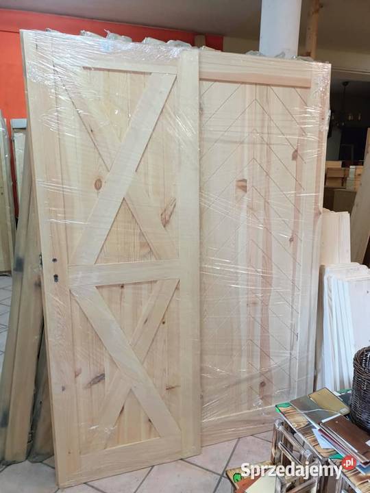 Loft Sosnowe drewniane drzwi Mocne solidne Wieliczka