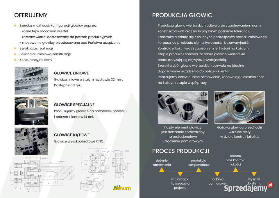 produkcja glowic wielowrzecionowych do wiercenia Produkcja lubuskie Kłodawa sprzedam