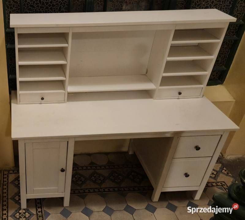 Biurko IKEA Hemnes z nadstawką białe duże