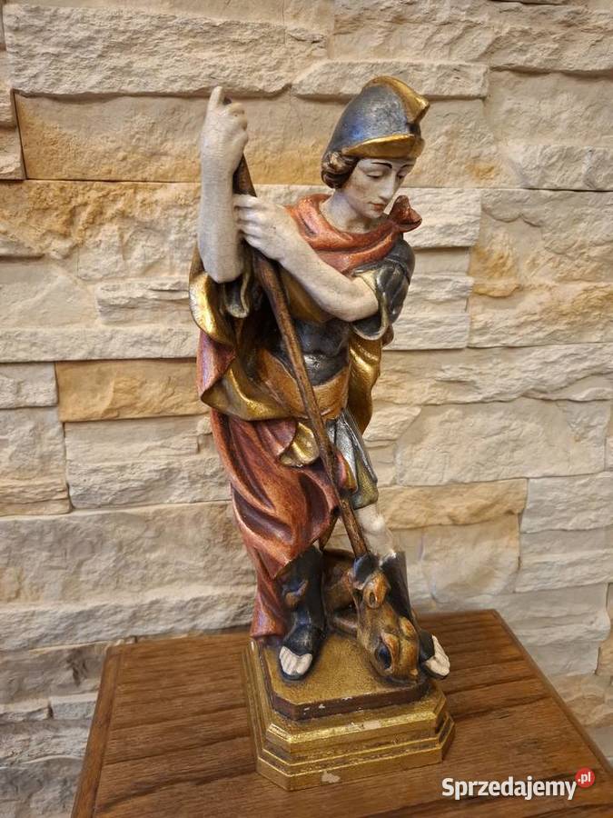 Rzeźba z drewna polichromia Święty Jerzy Lubień
