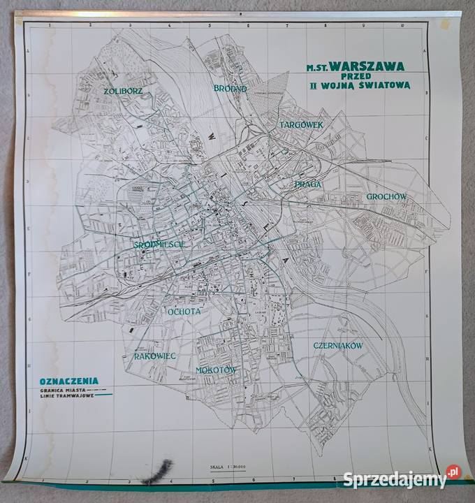 Plan MST WARSZAWY PRZED II WOJNĄ ŚWIATOWĄ sprzedam