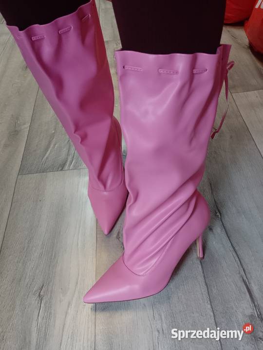 3839 Różowe Kozaki wieczorowe Nowe 25cm