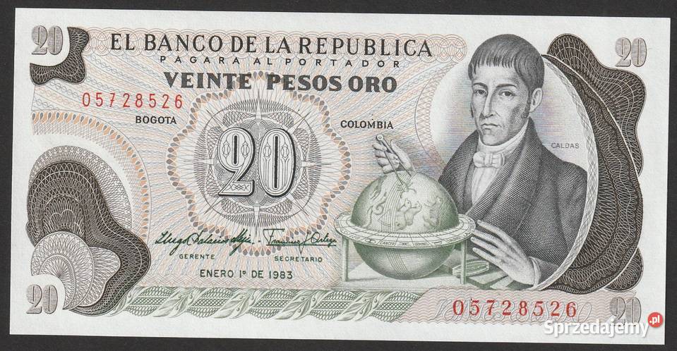 KOLUMBIA 20 PESOS 1983 STAN UNC Łódź sprzedam