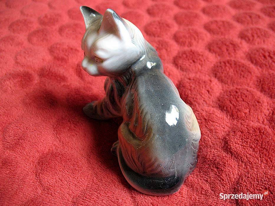 Kot mały uroczy kotek Figurka stara porcelana 9 wielokolorowy Siedlce