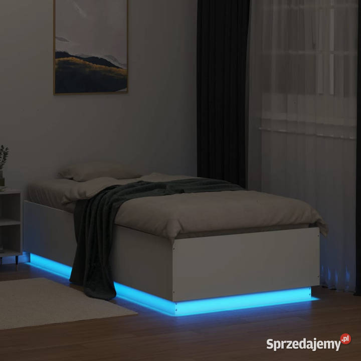 Rama łóżka z LED biała materiał drewnopochodny 78cm Warszawa sprzedam