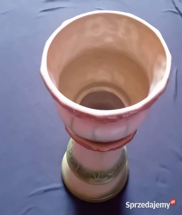 Majolika osłonka doniczki z kolumną Koźminek