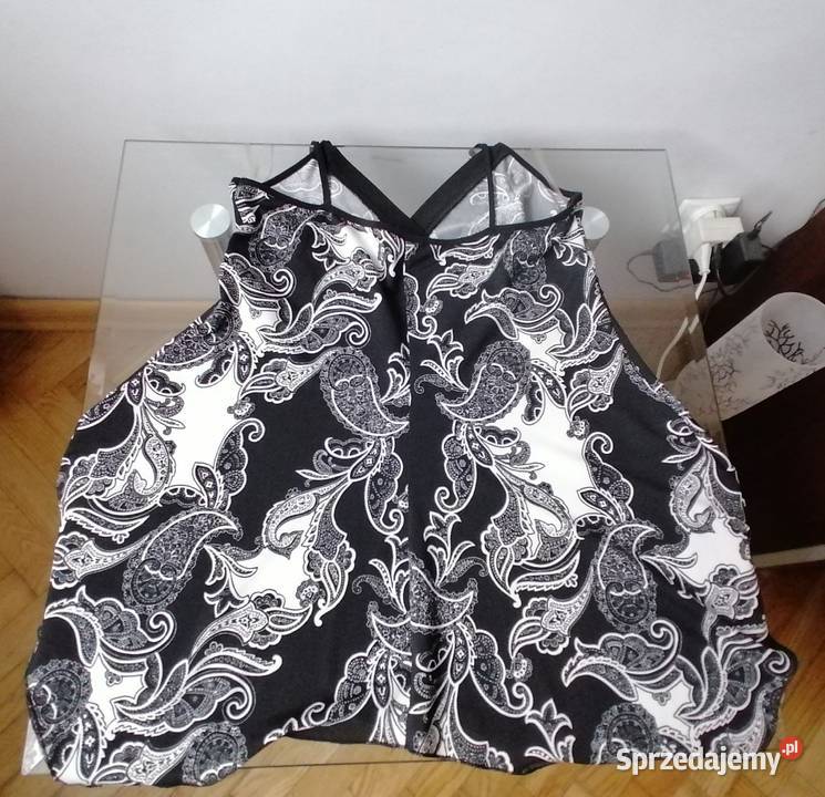 NOWY ASYMETRYCZNY CZARNO BIAŁY TOP ETAM R UK