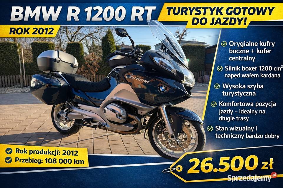 2012 BMW 1200 RT Przebieg 108 000 Motor zadbany Rok produkcji 2012 Niepołomice