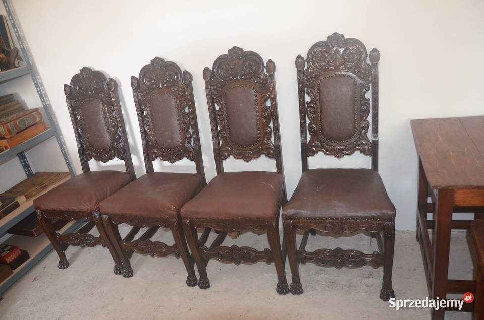 Duże krzesła bogato zdobione na Lwich łapach Bydgoszcz