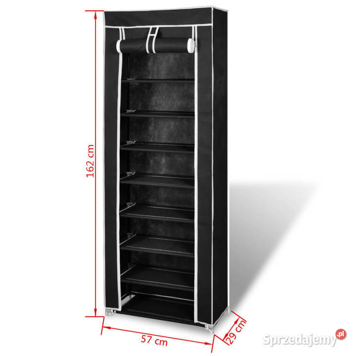 Szafka na buty materiałowa czarna 162 x 57 x 29