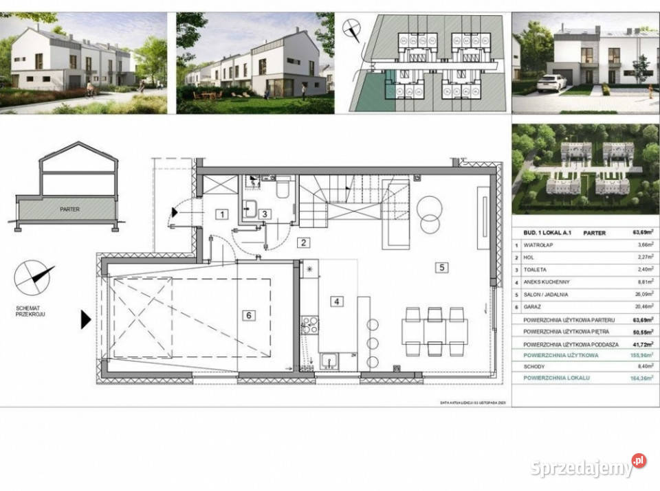 Eleganckie domy 156 m2 w zabudowie bliźniaczej 156m2 Baszkówka