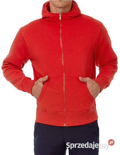 Bluza z kapturem na zamek czerwona 3XL BC Warszawa