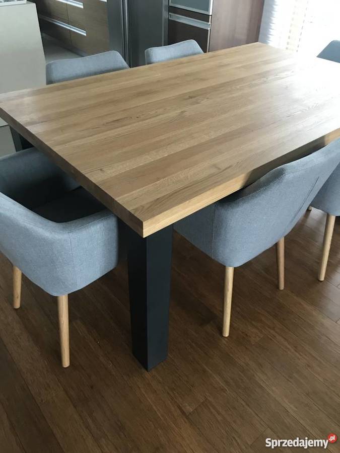 stół z drewnianym blatem industrialny w stylu Końskie