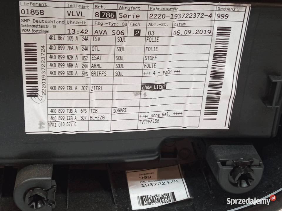 TAPICERKA BOCZEK LEWY PRZÓD KIEROWCY Audi A6 V osobowe świętokrzyskie sprzedam