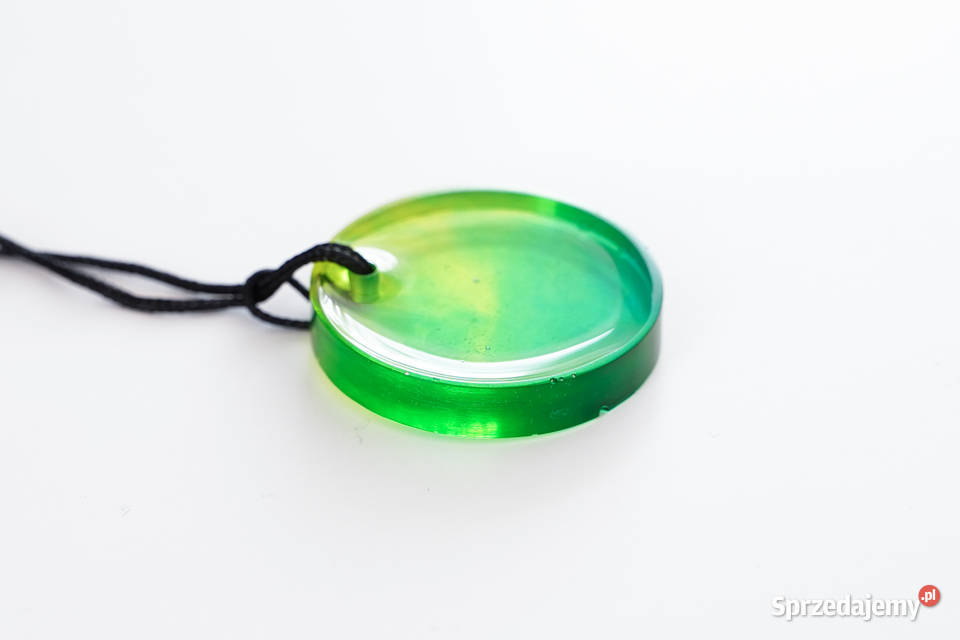 Okrągły zielono żółty wisiorek z żywicy Warszawa sprzedam