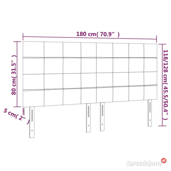 Zagłówek do łóżka z LED ciemnoszary 180x5x118128 Łóżka i materace Warszawa sprzedam