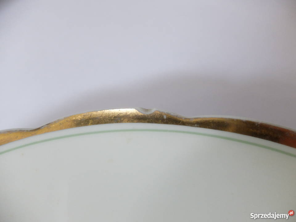 Zestaw 3 płaskich porcelanowych talerzy Ćmielów wielkopolskie Kościan