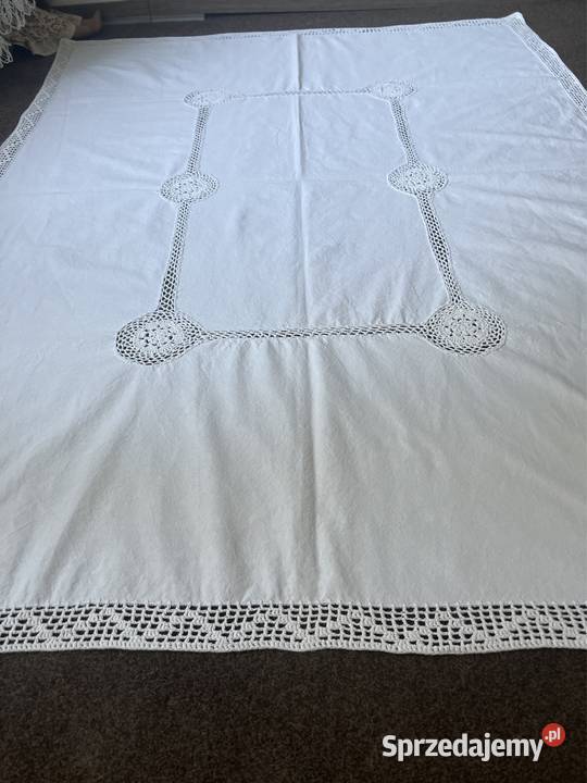 Obrus biały szydełkowy rękodzieło biały Zabrze