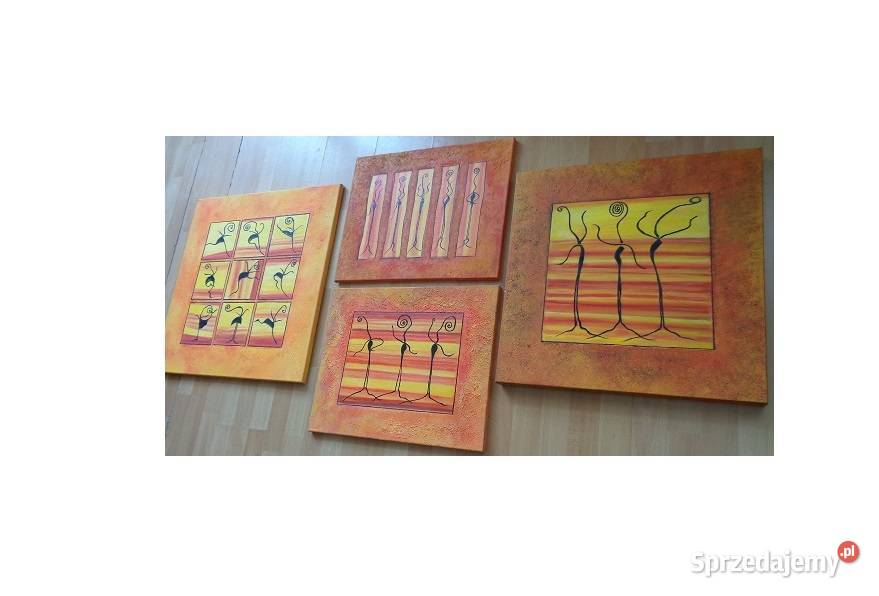 Tancerki obraz olejny współczesny 60x60 Katowice