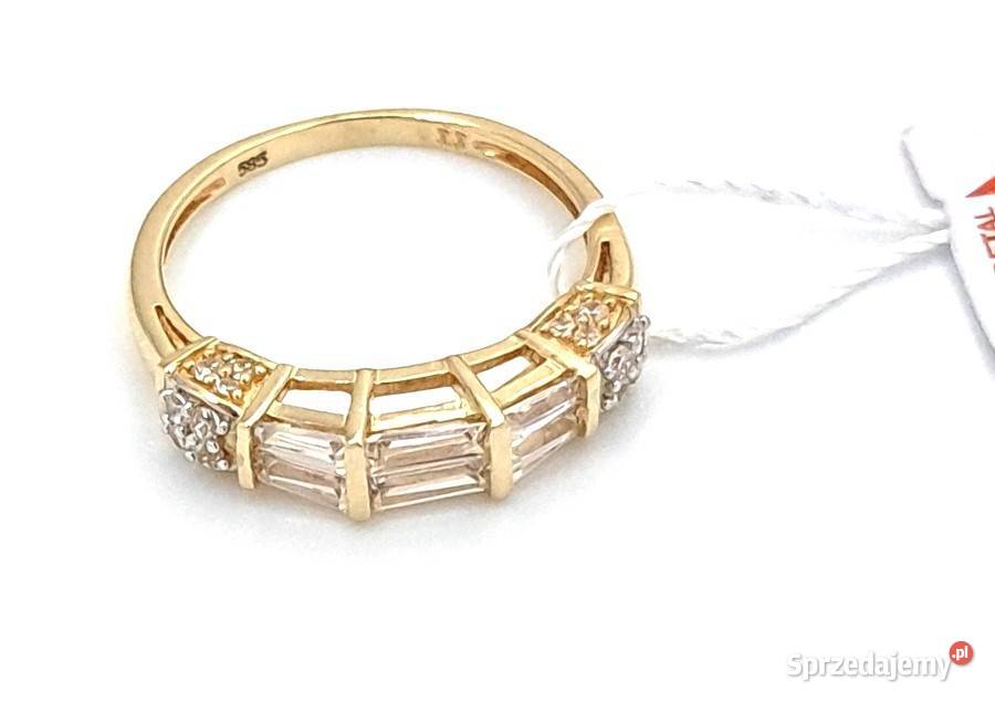 Pierścionek r15 Złoty pr585 Obrączkowy korona z