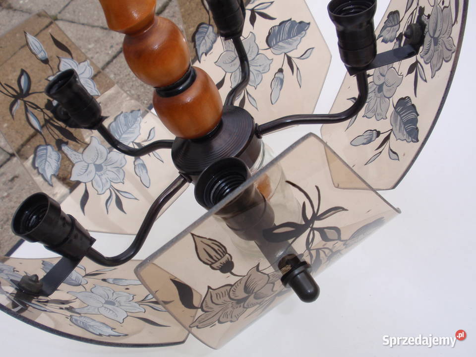 Lampa żyrandol pięcioramienny szkło motyw łódzkie Łódź sprzedam