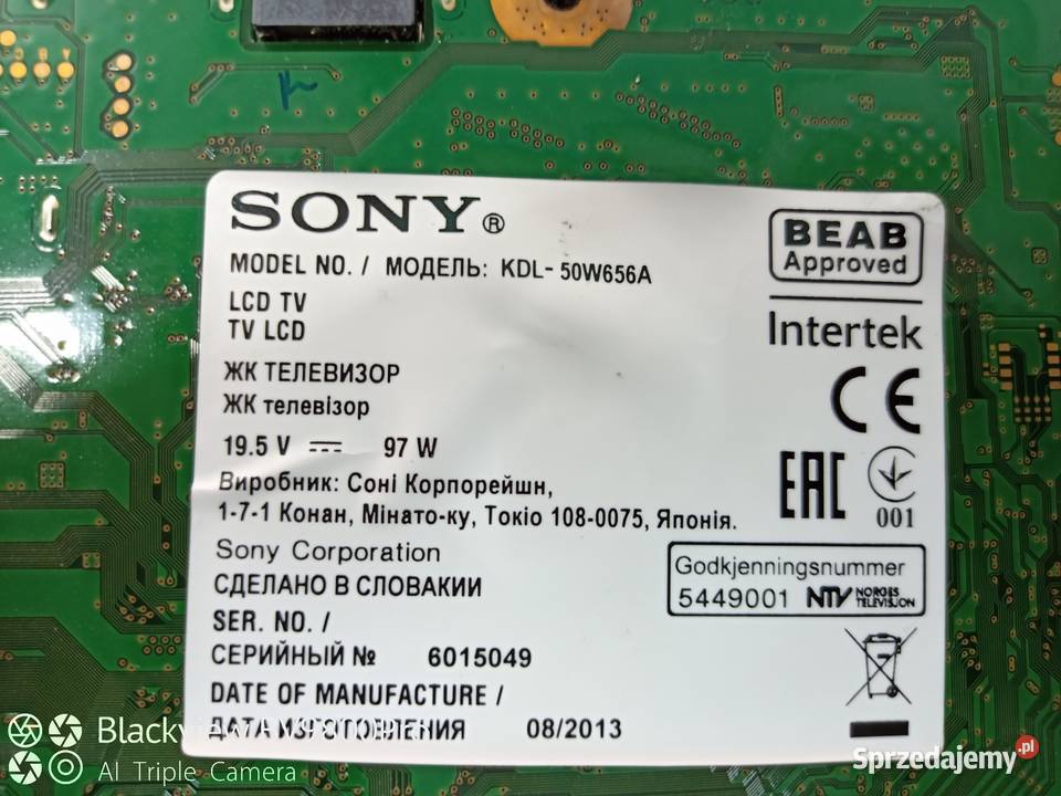 Sprzedam płytę główną Sony KDL50W656A Telewizory Prabuty sprzedam